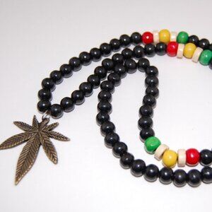 Weed Necklace,Rasta Necklace,Wooden Necklace,Peace,Love